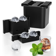 Crystal Clear Ice Cube Maker, 2.36 Inch Giant Ice Cube Tray for Bourbon Old Fashioned Whisky, Silicone Rhombic Round Ice Cube Tray for Cocktail (2.36 in 4 Ball)