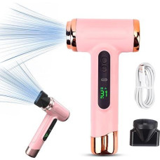 Akumuliatorinis plaukų džiovintuvas, 15 000 mAh plaukų džiovintuvas, šalto karščio belaidis plaukų džiovintuvas, 200 W, nešiojamas USB įkraunamas akumuliatorinis plaukų džiovintuvas kelionėms, verslui, stovyklavimui, studentų bendrabučiams, butams (rožini