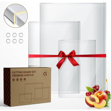 3 Piece Clear Acrylic Chopping Board Set with Counter Edge