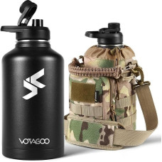 VOTAGOO taktinis nerūdijančio plieno vandens butelis, termosas, lauko, 1,9 l, karinis vandens butelis lauke, žygiams, stovyklavimui, medžioklei (CP)