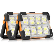 DANCINGBOAR 30W LED Baustrahler Akku Solar Arbeitsleuchte Tragbare, 4 Modi LED Strahler Akku USB Wiederaufladbare 5400 mAh PowerBank für Camping, Werkstatt, Outdoor, Garage, Keller, Notfall(2 Stück)