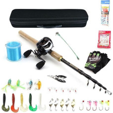 SADPRKR Angelrute-Kombinationsset aus Kohlefaser, Holzgriff, Teleskop-Angelrute, Wurfköder, Angelrolle, Kombination, Reise-Angelgerät (1,8 m2,1 m, 2,4 m, 2,7 m)