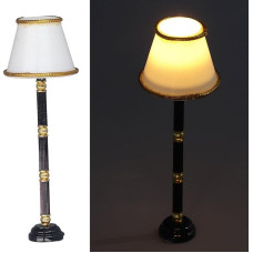 Dollhouse 1:12 LED Lamp Miniature Lighting Floor Lamp Table Lamp Warm White LED Lights Battery White Brown Desk Lamp Doll House Decor Bedroom Living Room Decor