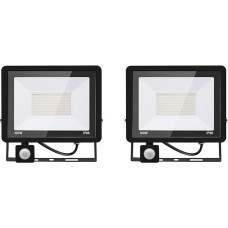 2 x LED prožektorius su judesio jutikliu lauke 100 W, 10000 LM LED prožektorius lauke su judesio jutikliu IP66 Prožektorius LED lauko prožektorius su judesio jutikliu Šaltai balta 6000 K lauko prožektorius LED
