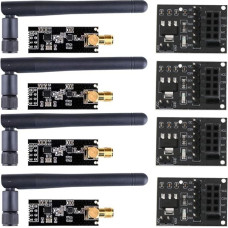 Gokoti 4 x NRF24L01+PA+LNA Wireless Module with Antenna 1100 Meters Long Distance with NRF24L01 Wireless Module Adapter 3.3V