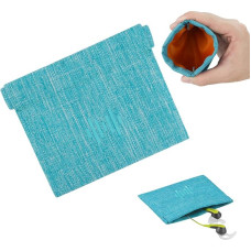 Geekria Snap Pouch for Earbuds / Headphone Organizer Bag / Universal Headphone Protective Pouch / Pocket Earphone Case / Coin Purse Change Holder / Portable Travel Bag (Blue)