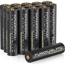 POWEROWL Goldtop AAA Battery Pro 16 Pieces, High Capacity NiMH Rechargeable AAA Battery 1100 mAh