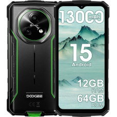 DOOGEE Fire 5 Android 15 Outdoor Mobile Phone Without Contract 2025, 13000 mAh 10 W, 6.6 Inch HD + 90 Hz, 12 GB + 64 GB/2 TB 4G Outdoor Smartphone, 13 MP + 8 MP AI Camera Construction Site Mobile