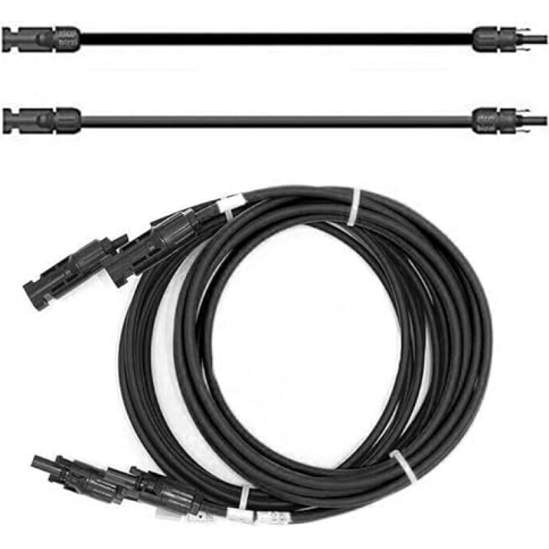 SOLARTRONICS ilginimo kabelis 6 mm² su saulės kištuku PV kabelis H1Z2Z2-K iš abiejų pusių juodas - fotovoltinis kabelis su kištuku - saulės kabelis saulės baterijoms - PV GAK, pagamintas Vokietijoje (10 m - 6 mm²)