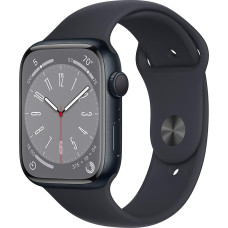 Apple Watch Series 8 (GPS, 45 mm) - Aluminium Case Midnight with Sports Strap White, One Size (Refurbished)