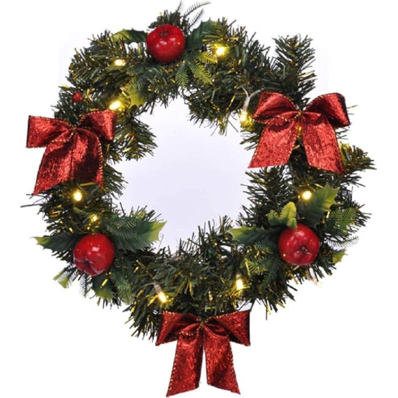 LED šviečiantis vainikas Kalėdų vainikas Advento vainikas su rutuliukais, baterija maitinama šviesa