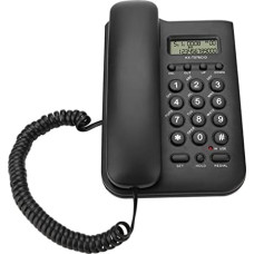 Landline Landline Telephone, Desktop Phone and Corded Wall Phone, FSK/DTMF Dual System, for Home, Hotel, Office (Black), black