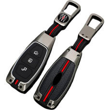 Happyit Zinc Alloy + Silicone Car Key Cases for Ford Fiesta Focus Mondeo Kuga Escape Falcon Galaxy Fusion Mustang Explorer Edge Escort Mk3 Mk4 Ranger 3 Buttons