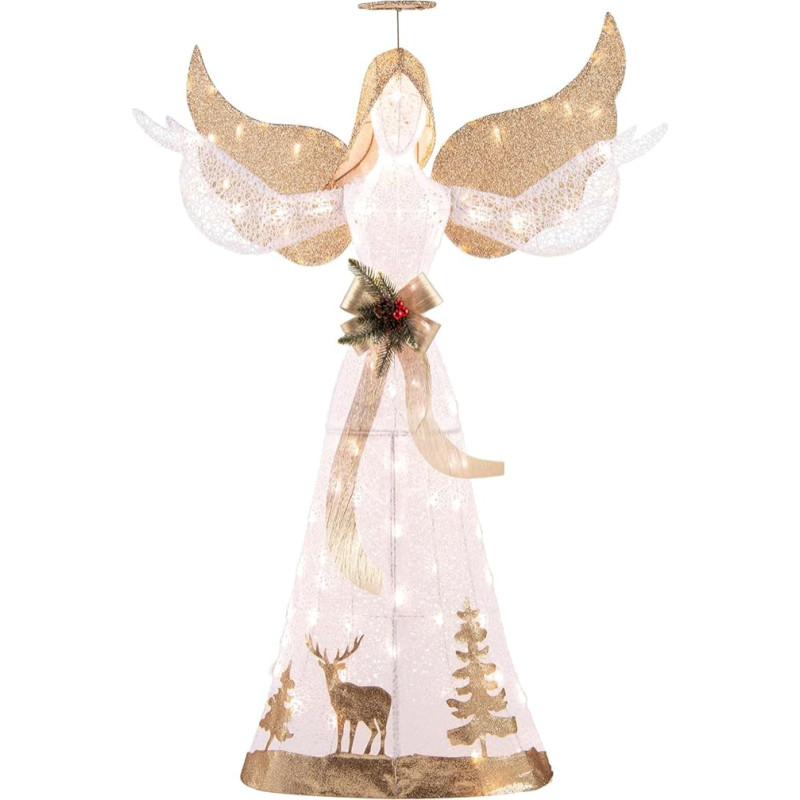 FANTASK 150 cm didelis kalėdinis ornamentas su 100 šiltai baltų LED žibintų 