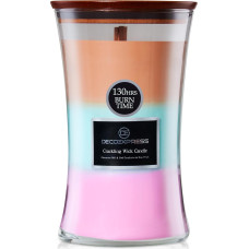 DECO EXPRESS kvapioji žvakė stiklinėje smėlio laikrodžio formos žvakėje su spragsinčia dagtimi, kvapioji žvakė 