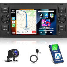 Motorsi 2+64G Android Car Radio for Ford Transit/Fiesta/Focus/Focus2/Galaxy/Mondeo with Wireless Carplay/Android Car, 7 Inch Touchscreen Navi/WiFi/FM/RDS/SWC/Canbus/BT/EQ+AHD Camera + Mic