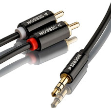 SEBSON garso kabelis 10 m nuo 3,5 mm lizdo su 2 RCA vyriškais RCA lizdais su paauksuotais ekranais