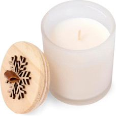 BLUECHOLON originali natūralios linijos kalėdinė stiklinė kvapioji žvakė su poliruoto medžio dangteliu ir PU odos rankena ekologiško dizaino dėžutėje (Kalėdos)