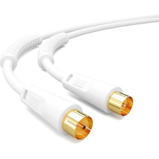 hb-digital 20 m TV Antenna Cable Coaxial Cable UHD 8K 4K HDTV Gold-Plated Coaxial Cable Sheath Current Filter 2x Ferrite Core DVB-T DVB-T2 DVB-C DVB - White