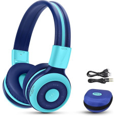 SIMOLIO Children's Bluetooth Headphones, Foldable Wireless Children's Headphones with Volume and Hard Case, Wireless Headphones with Bluetooth and Cable for Teenagers - Mint