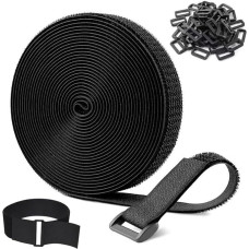 Verstellbare Kabelbänder mit 25 Schnallen, freie Schnittlänge, wiederverwendbare Befestigungskabelbinder, Klettverschluss für ordentliche Kabelführung, Kabelorganisator, 5 m x 2 cm