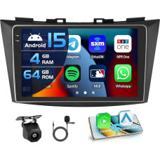 Inefala 4+64G Car Radio for Suzuki Ertiga 2012-2017 Suzuki Swift 2011-2017 Android 15 with 9 Inch In-Cell Screen with Wireless Carplay and Android Car Mirror Link Radio FM/RDS GPS WiFi Bluetooth SWC