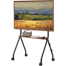 ECOTINY TV Stand Rollable for 49-80 Inch TVs, 50 kg Load Capacity, Portrait and Landscape Format, Sturdy Mobile TV Cart with Shelf, Max. VESA 600 x 400 mm (Black)
