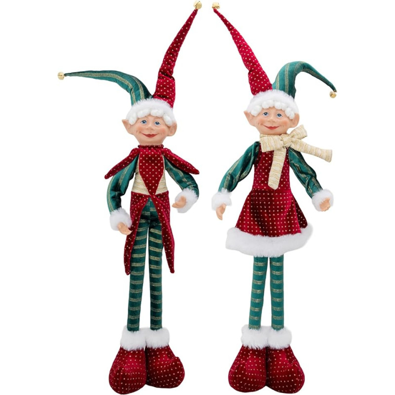 Cosy Home Dekofigur Weihnachtself, Textil, Bordeaux/Grün, 30 x 8 x 65 cm, rūšiuoti