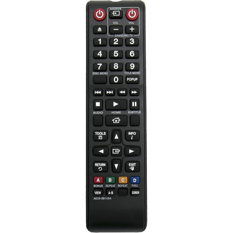 VINABTY AK59-00149A Nuotolinio valdymo pultas tinka Samsung BD-F5700 BD-J5900 BD-F5700 BD-J5900 BD-F5100 BD-F5500 BD-F5100/ZF Bd-f5500e BD-F5500K BD-ES5000 BD-ES5000 BD-ES5000 BD-E53000 BD-ES5300 E5200