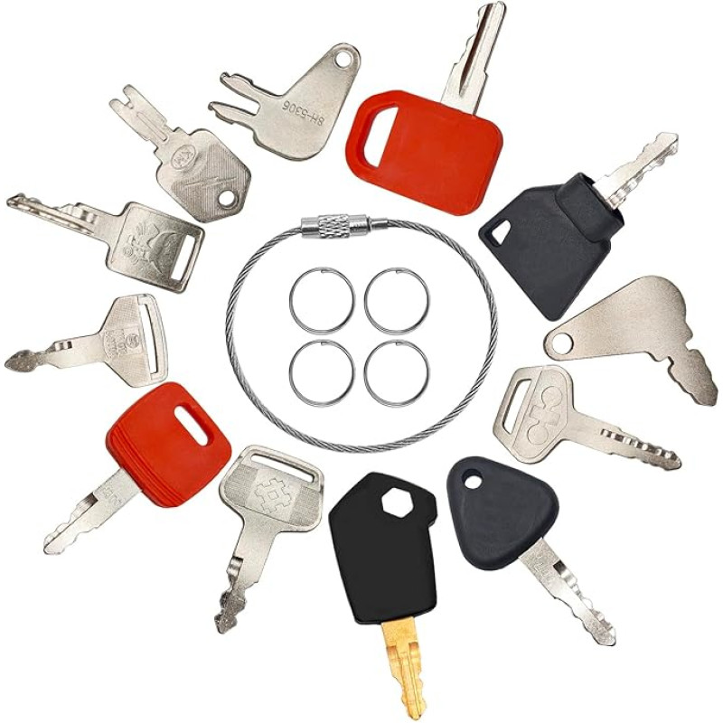 XYQMLY Sunkiosios technikos atsarginiai raktai + 4 raktų pakabukai + 1 vielinis raktų šakutės pastato raktų pagrindinis rinkinys, suderinamas su 
