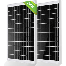 ECO-WORTHY 240 W 12 V saulės kolektorius monokristalinis, 2 vnt., 120 W saulės modulis, idealiai tinka 12 V akumuliatoriams įkrauti, skirtas nameliams ant ratų, sodui, kemperiams, valtims ir namo stogui