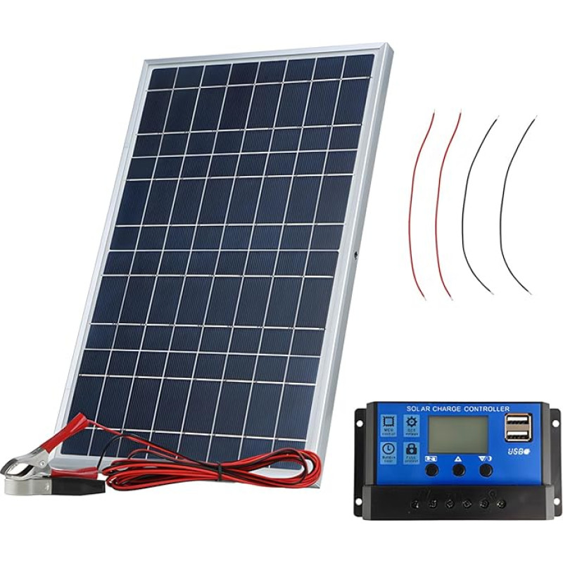 IP65 saulės kolektorių rinkinys, 10 W, polikristalinis, 12 V/18 V, 335 x 200 mm, aliuminio sluoksnis, FCC- und CE-geprüft für Stromversorgung