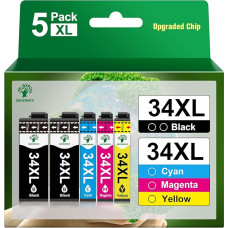 GREENSKY 34 34XL Compatible with Epson 34XL 34 XL Printer Cartridges for Epson WF 3720 Printer Cartridges for Workfroce Pro WF-3720DWF WF-3725DWF WF3720 WF3725 WF 3725 WF-3720 WF-3725 Cartridges (Pack
