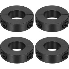 tiekimo žemėlapis 4 x doppelt geteilte Schaftmanschetten, 20 mm Bohrung, zweiteiliger Spannkragen, 40 mm Außendurchmesser, 12 mm Dicke, Karbonstahl, Schlosskragenklemme mit Stellschrauben (Schwarzoxid)