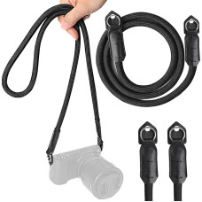 COCASES 2 x Camera Straps Camera Hand Strap Soft Shoulder Strap Suitable for Sony/Nikon/Canon/Fujifilm/Olympus etc. (1 Camera Hand Strap + 1 Camera Strap) Black