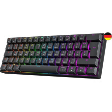 GK61 Hot-Swap Mechanical Gaming Keyboard - 62 Keys Multicoloured RGB LED Backlight for PC/Mac Players - ISO German Layout (Gateron Optical Black, Black)