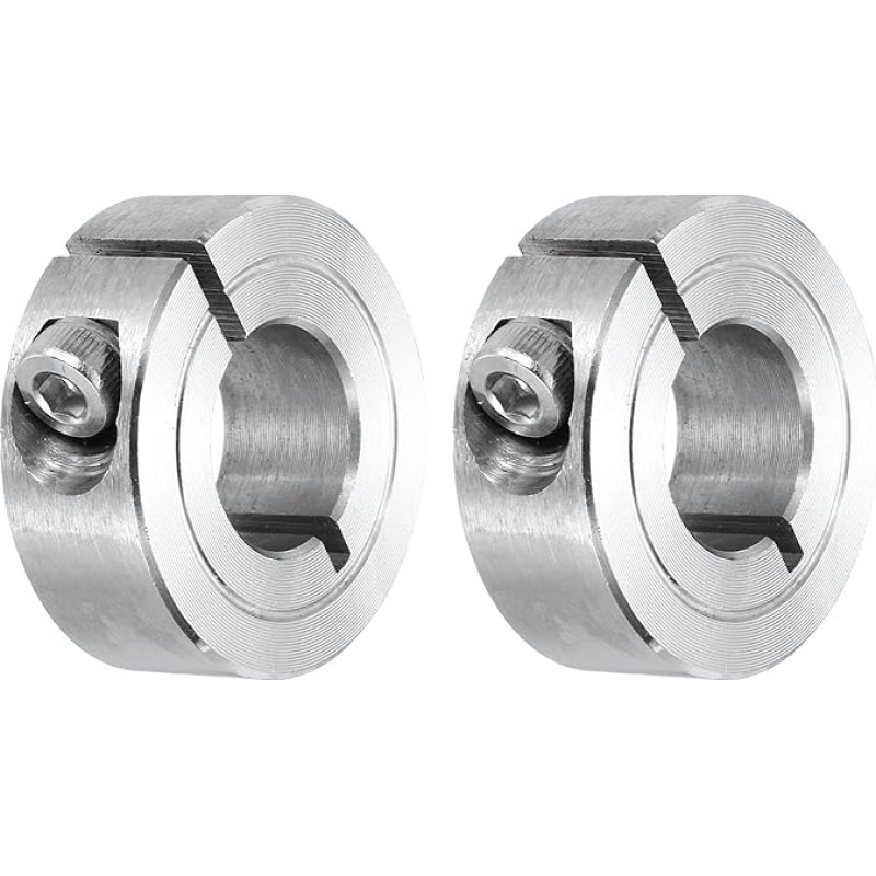 sourcing map 2 Stück Schaftmanschette 14 mm Bohrung Single Split 304 Edelstahl Klemmwellenmanschetten für industrielle Automatisierung Förderbandsysteme