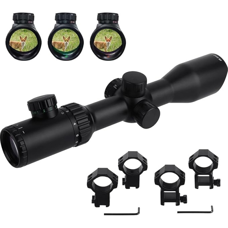 FOCUHUNTER 3-12X42SF optinis taikiklis su žalia danga 1/4 MOA vidutinio nuotolio raudona/žalia taikikliu su 20 mm ir 11 mm Picatinny bėgių laikikliais, skirtas lauko sportui