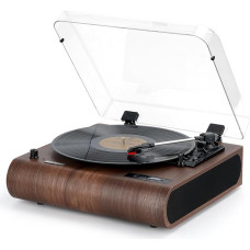 Retrospiler Turntable, 3 Speed Bluetooth Turntable with Built-in Speakers, FM Radio, Vinyl MP3 Encoding, USB & SD Playback, LED Screen, Wooden Retro LP Player