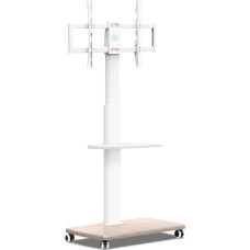 FITUEYES TV Floor Stand with Wooden Shelf TV Stand TV Stand TV Stand TV Stand with Wheels Height Adjustable Swivel for 32 to 70 Inch Flat Screen up to 40 kg Max. VESA 400 x 600