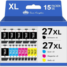 Toner Kingdom 27XL suderinama su Epson 27XL rašalo kasetė, skirta Epson Workforce WF-3620DWF WF-3640DTWF WF-7110DTWW WF-7210DTW WF-7610DWF WF-7620DTWF WF-7710DWF WF-7720DTWF WF-7720DTWF WF-7715DWF (15 vnt.)