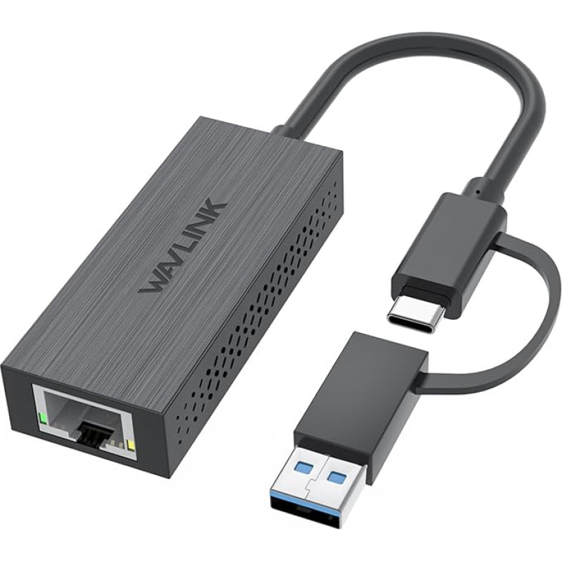 USB C ir Ethernet adapteris, WAVLINK 2.5G USB LAN adapteris, suderinamas su nešiojamaisiais kompiuteriais, kompiuteriais su 