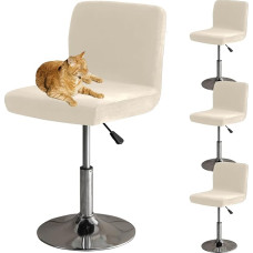 HOMECOVER Baro taburetės dangteliai su atlošu, įtempto aksomo audinio baro taburetės kėdžių dangteliai Nuimamas žemas nugaros pasukamas kėdės dangtelis Kreminis rinkinys iš 4