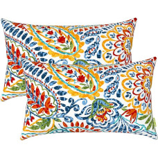 LVTXIII Set of 2 Patio Cushions 12x20 Inch Colorfast Outdoor Lumbar Cushions with Indoor Fluffy Decorative Garden Lumbar Cushions for Home Patio Trainer Sofa Paisley