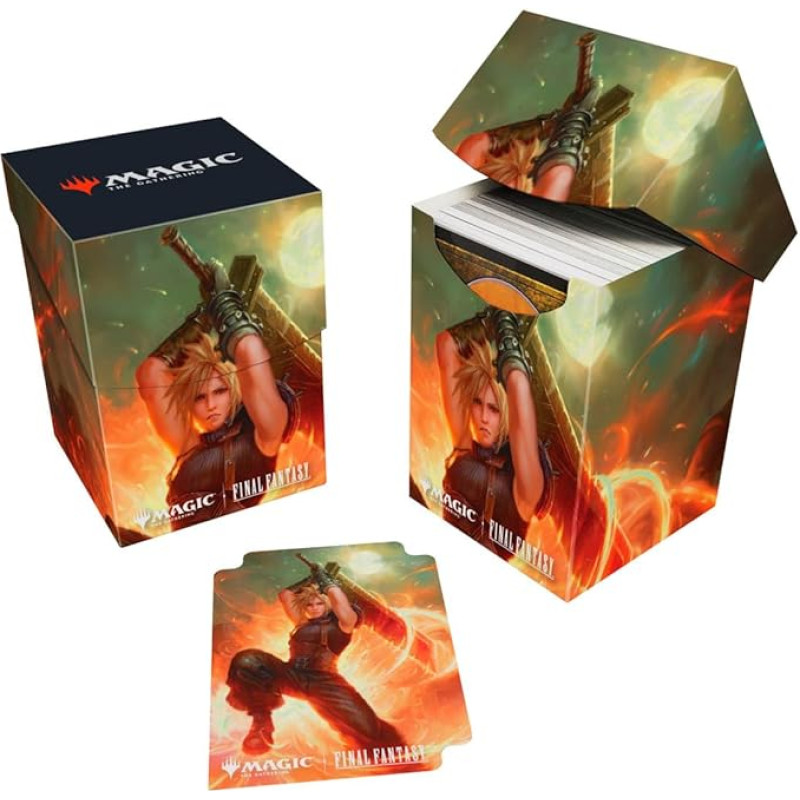 Ultra Pro - Final Fantasy x Universes Beyond Cloud, Midgar Mercenary (Commander) 100+ Deck Box for Magic: The Gathering | Prekybos kortelių aksesuarai, kolekcinių kortelių žaidimų įranga, Fantasy žaidimų reikmenys