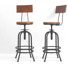 BOKKOLIK 2 pramoninių baro kėdžių rinkinys su atlošu Pasukama medinė sėdynė Baro kėdė Reguliuojamas aukštis 26-32 colių virtuvės salos valgomojo kėdė