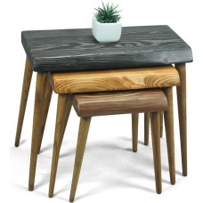 Massivholz 3-teiliges Nisttisch-Set - Rustikale handgefertigte Beistelltische aus Holz für Wohnzimmer, Couchtische & platzsparende Möbel