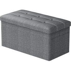 Ąžuolinis ir arbatos suolas su daiktadėže, sulankstoma sėdynės skrynia, sulankstoma daiktadėžė, daiktadėžė, 110 x 38 x 38 cm, maksimali apkrova 300 kg, 3 vidiniai įdėklai ir šoninės kišenės, pilkos spalvos