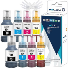 LCL 104 rašalas suderinamas su Epson 104 rašalo buteliuku Multipac, skirtu ET-1810 ET-2726 ET-2810 ET-2811 ET-2812 ET-2814 ET-2815 ET-2820 ET-2821 ET-2825 ET-2826 ET-47. ET-00 ET-4800 (8 pakuotės, 2BK 2C 2C 2M 2Y)