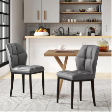 Dining Room Chairs, Set of 2, Modern Faux Leather Dining Chairs without Armrests with High Backrest and Diamond Pattern, Upholstered Chairs for Dining Room, Kitchen or Living Room, Maximum Load 150 kg